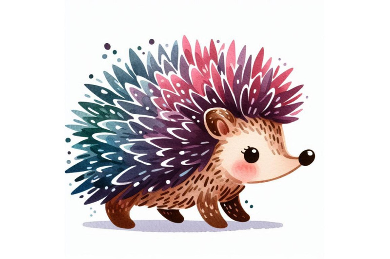 cute-watercolor-cartoon-hedgehog