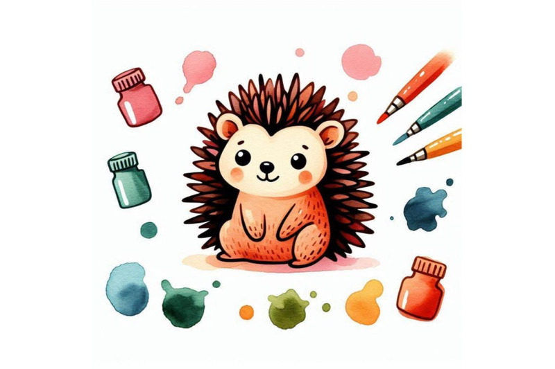 cute-watercolor-cartoon-hedgehog