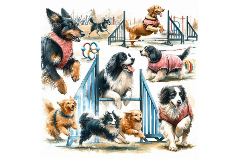 dog-graphic-sketch-set-at-agility-sports-competitions-dogs