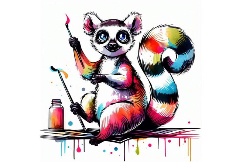 funny-lemur-watercolor