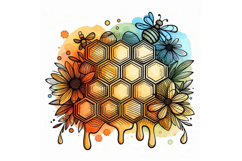 honey-honeycomb-watercolor