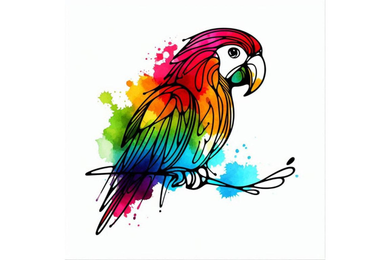 funny-colorful-parrots-with-watercol