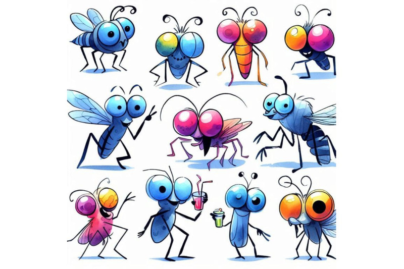 funny-insects-watercolor-cartoon-i