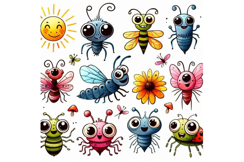 funny-insects-watercolor-cartoon-i