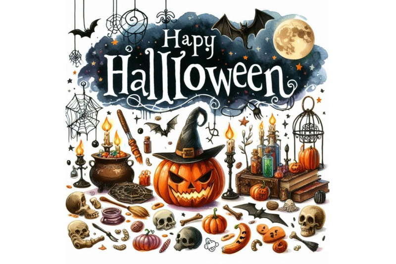 halloween-watercolor-hand-drawn-text-for-design-backgroun