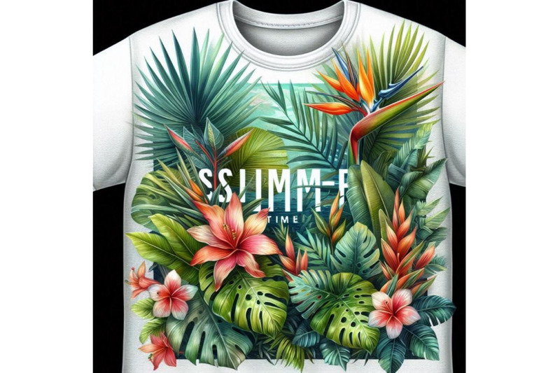 summer-time-tee-shirt-design-tropical-plants-texture-summ