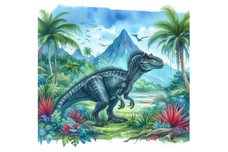 dinosaur-watercolor-illustration-jpeg-png-jurassic-world