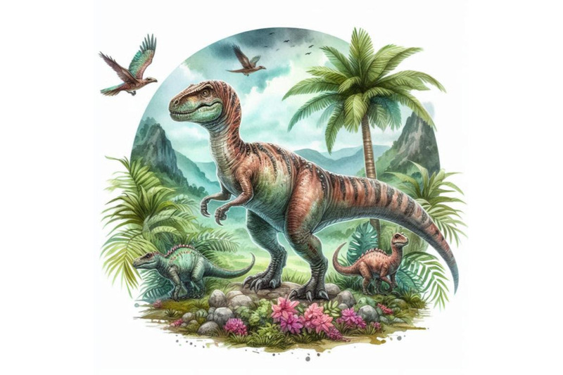 dinosaur-watercolor-illustration-jpeg-png-jurassic-world