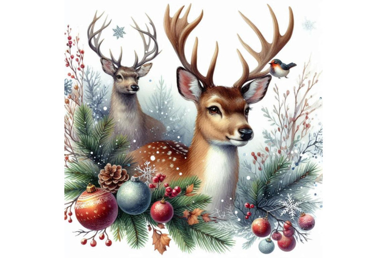 forest-deer-watercolor-illustration-christmas-reindeer-wint