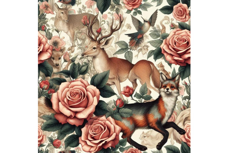 vintage-seamless-design-with-floral-and-wild-animal-fairytal