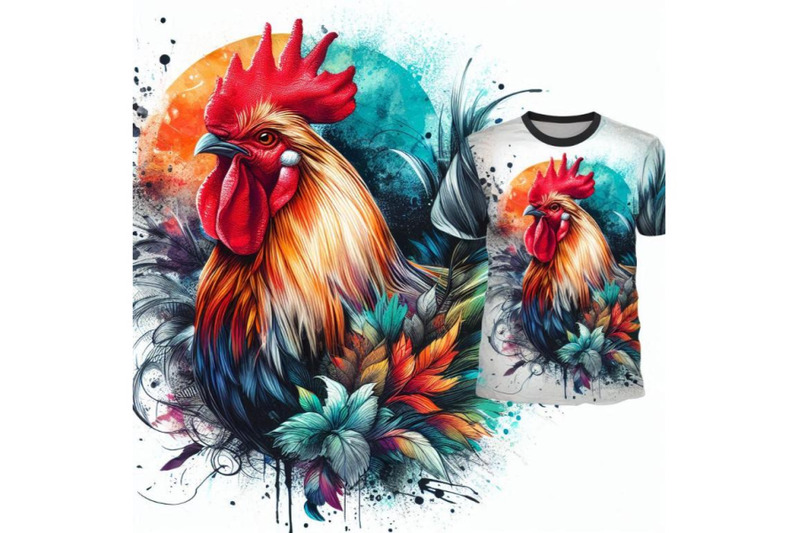 rooster-t-shirt-graphics-rooster-illustration-with-splash-wat