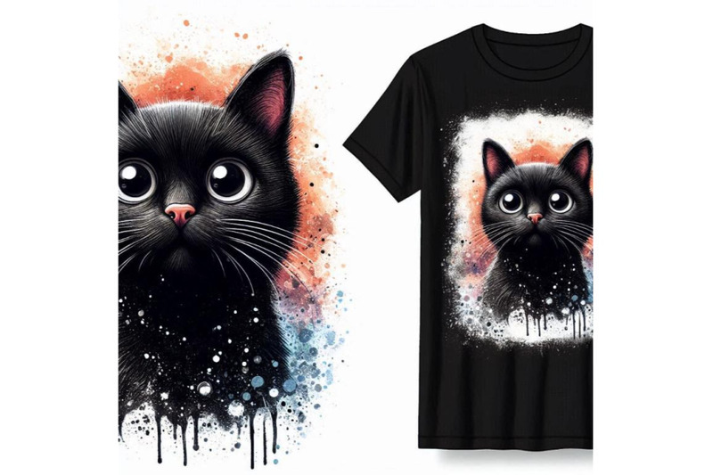 funny-black-cat-t-shirt-graphics-black-cat-illustration-with-s