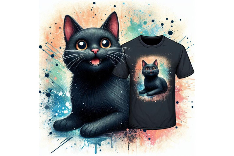 funny-black-cat-t-shirt-graphics-black-cat-illustration-with-s