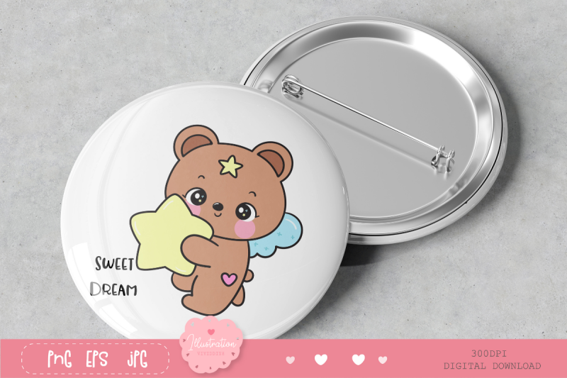 cute-teddy-bear-hug-star-kawaii-cliparts-baby-animal-cartoon