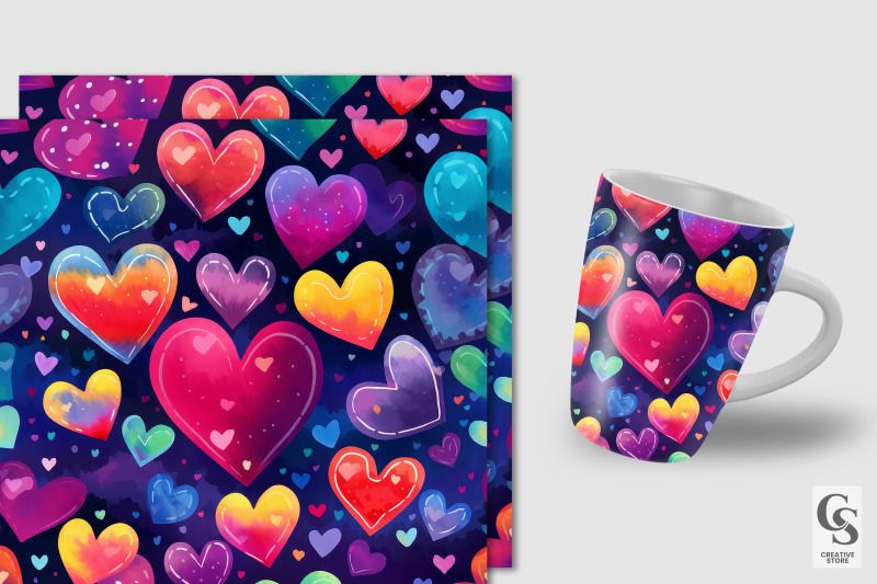 watercolor-rainbow-hearts-seamless-patterns