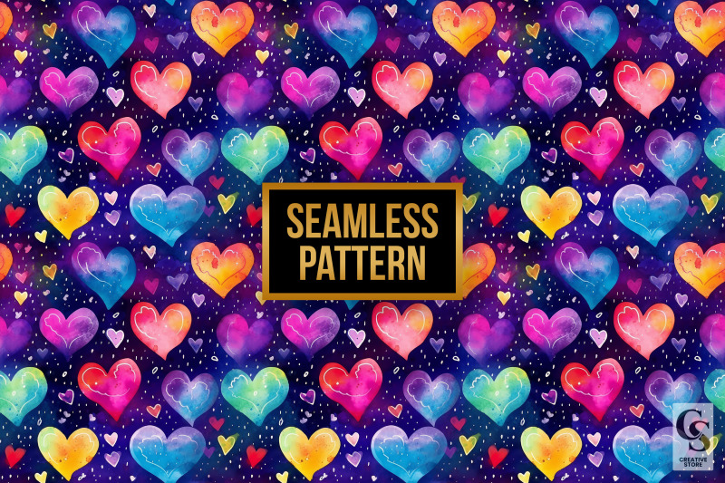 watercolor-rainbow-hearts-seamless-patterns