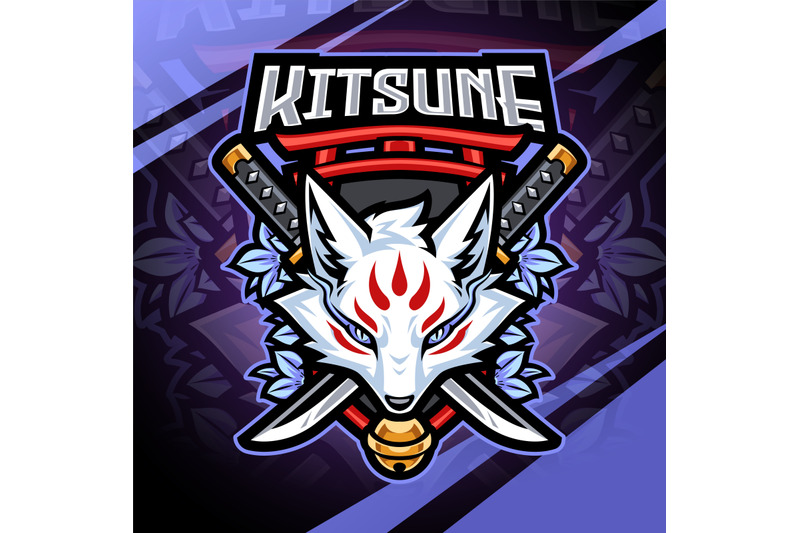 kitsune-head-esport-mascot-logo-design