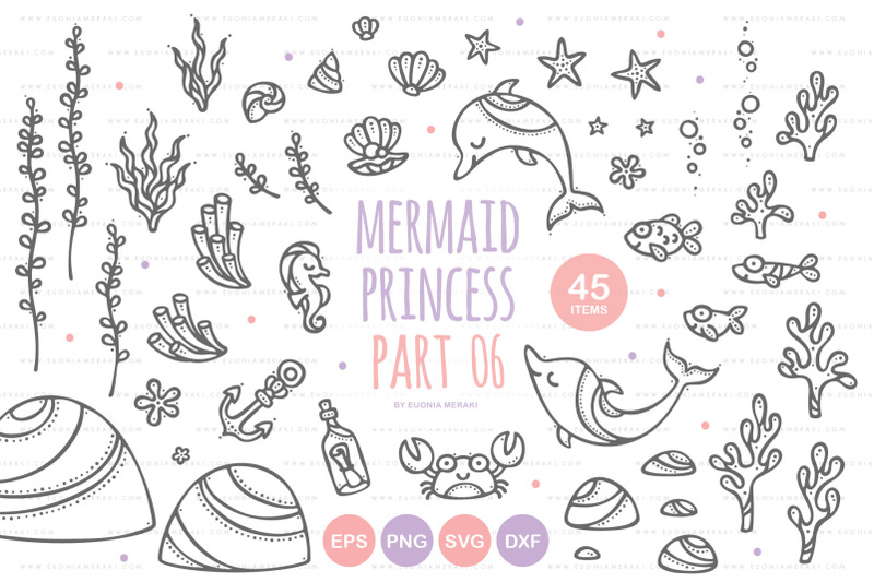 mermaid-princess-06-dolphin-fish-crab-seaweed-bubble-starfish