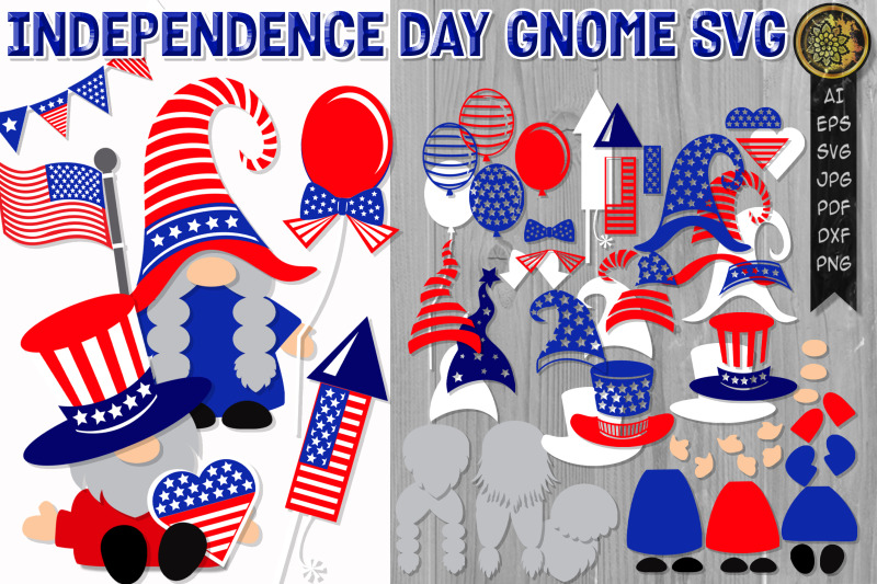 independence-day-gnome-svg-clipart-set