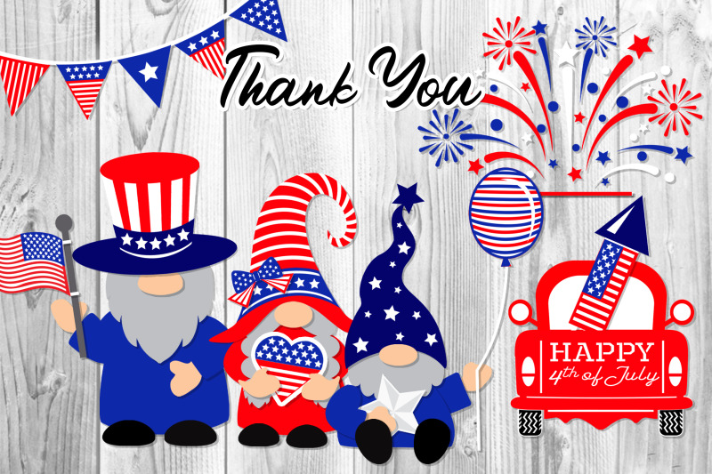 independence-day-gnome-svg-clipart-set