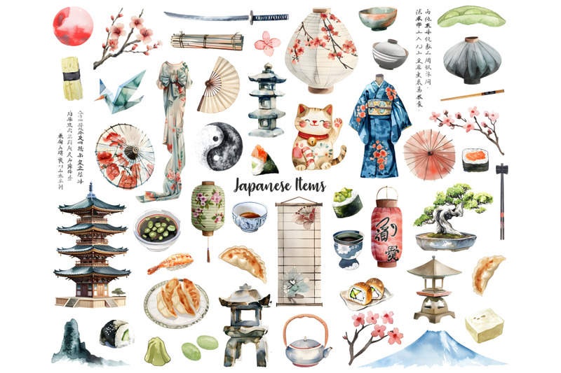 watercolor-japan-clipart-japanese-elements-and-symbols-clipart-welcome-to-japan-tokio-clipart-japan-landscape-asia-clipart-japanese-flag-and-scenery