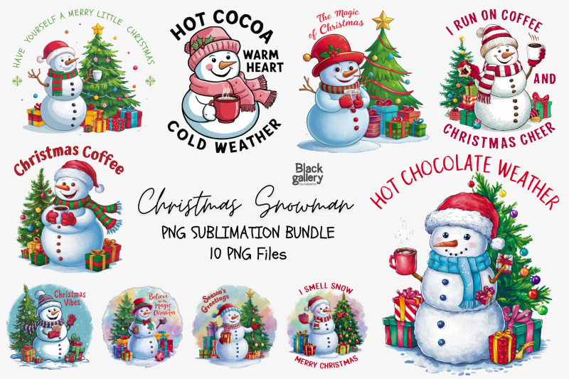 christmas-snowman-watercolor-png-bundle