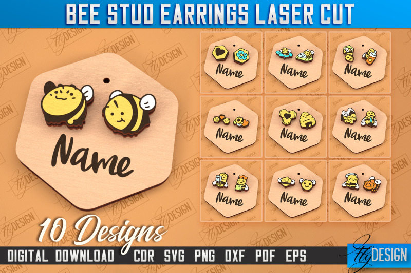 honey-bee-stud-earrings-bundle-jewelry-design-cnc-file