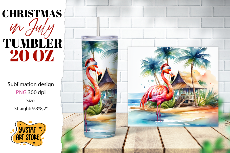 christmas-in-july-tumbler-sublimation-christmas-flamingo