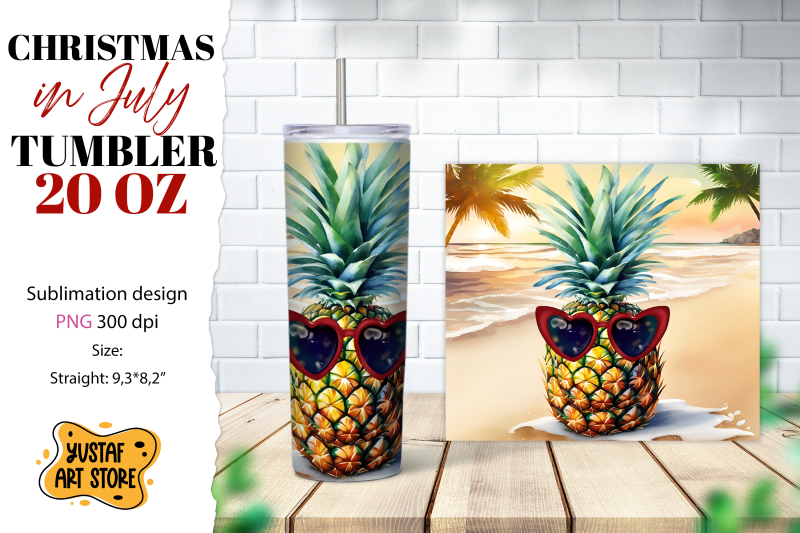 christmas-in-july-tumbler-sublimation-pineapple-sublimation