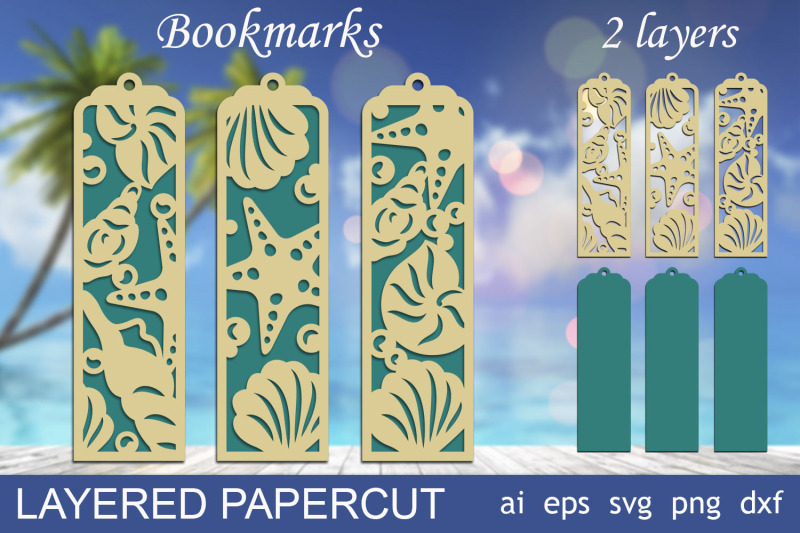 summer-bookmarks-with-seashell-layered-svg