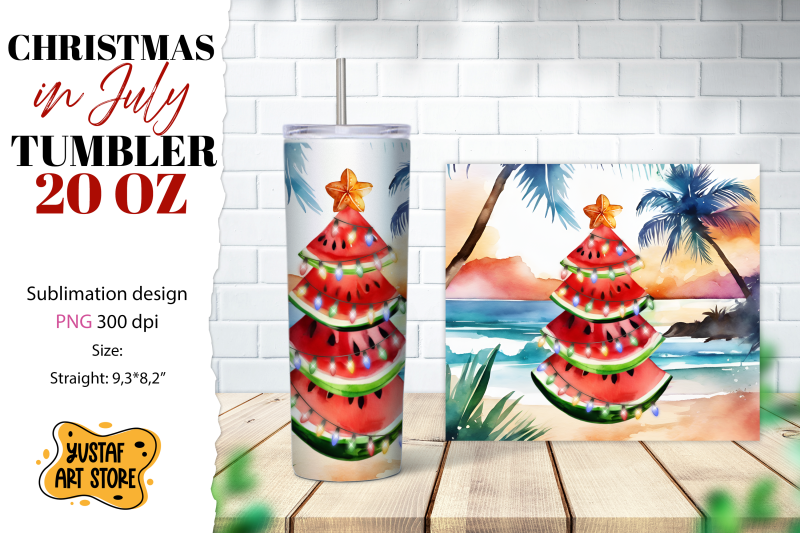 christmas-in-july-tumbler-sublimation-watermelon-sublimatio