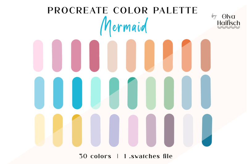 cute-aquatic-procreate-color-palette-summer-pastel-swatches