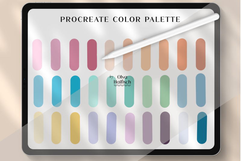 cute-aquatic-procreate-color-palette-summer-pastel-swatches