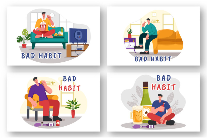 9-bad-habit-vector-illustration