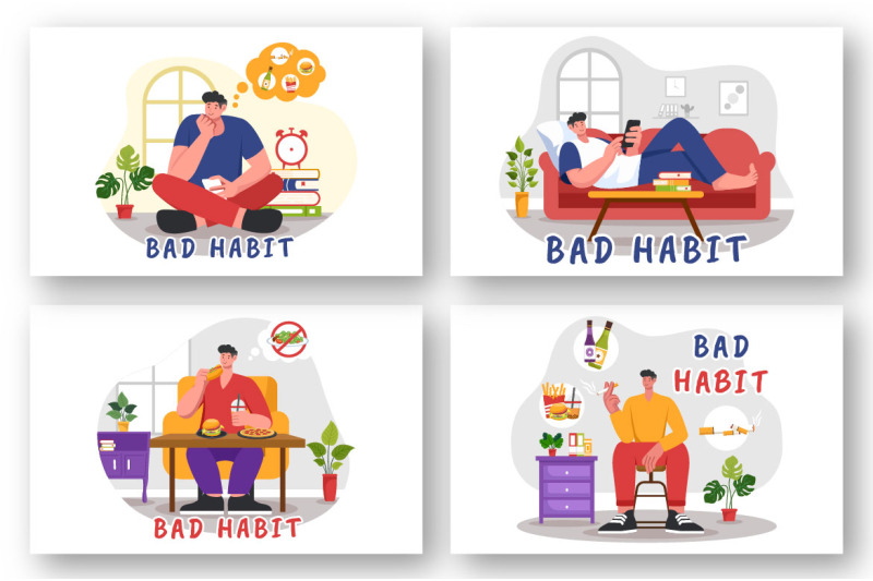 9-bad-habit-vector-illustration