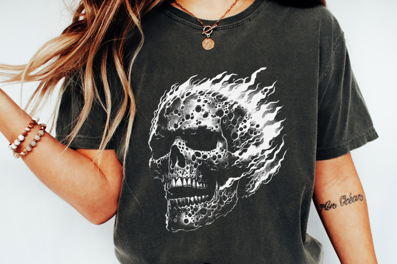 flaming-skull-png-gothic-skull-design-halloween-sublimation-art-dark-aesthetic-horror-skull-spooky-digital-download-skeleton-design