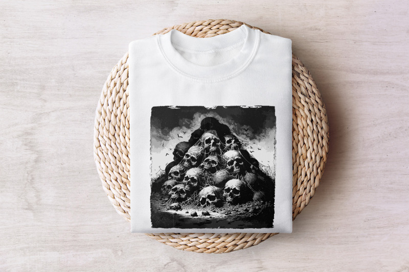 gothic-skull-mountain-png-dark-aesthetic-digital-art-horror-sublimation-design-spooky-skull-pile-halloween-decor-macabre-artwork