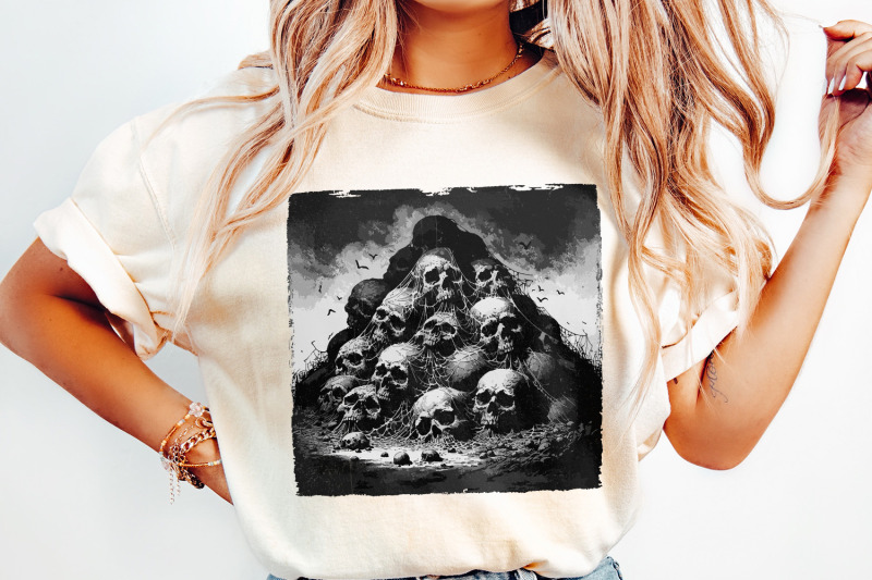 gothic-skull-mountain-png-dark-aesthetic-digital-art-horror-sublimation-design-spooky-skull-pile-halloween-decor-macabre-artwork