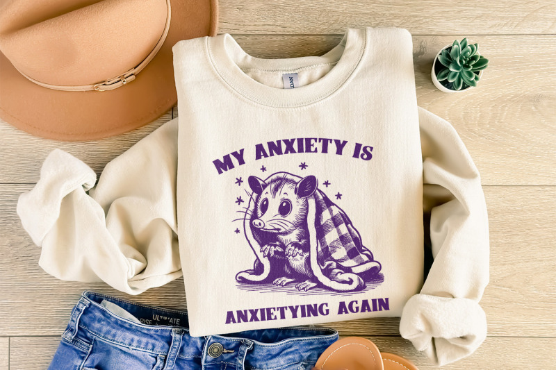 my-anxiety-is-anxietying-again-self-care-png-mental-health-oppossum-funny-possum-vintage-design-character-sayings-instant-download-png