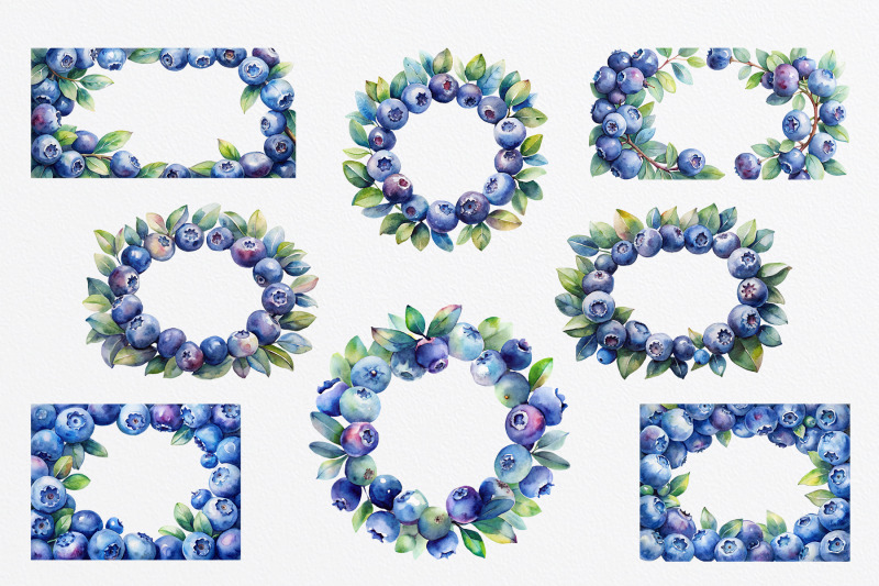 watercolor-blueberry-frames-png-clipart