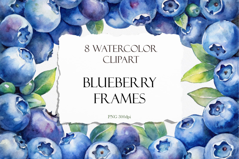 watercolor-blueberry-frames-png-clipart