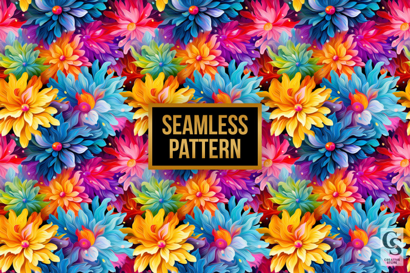 rainbow-oil-paint-flowers-seamless-patterns