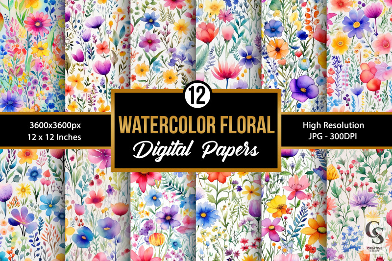 rainbow-watercolor-wildflowers-digital-papers