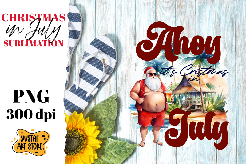 christmas-in-july-sublimation-santa-claus-on-the-beach