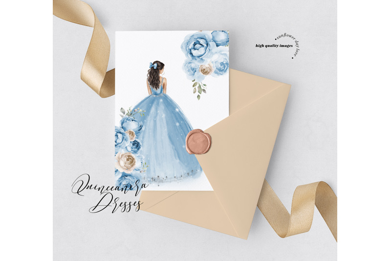 dusty-blue-silver-princess-dress-butterfly-clipart-quinceaera-floral