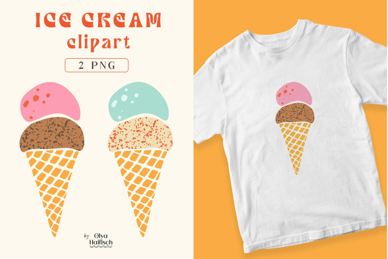 cute-retro-ice-cream-waffle-cone-png-summer-sweet-dessert-clipart