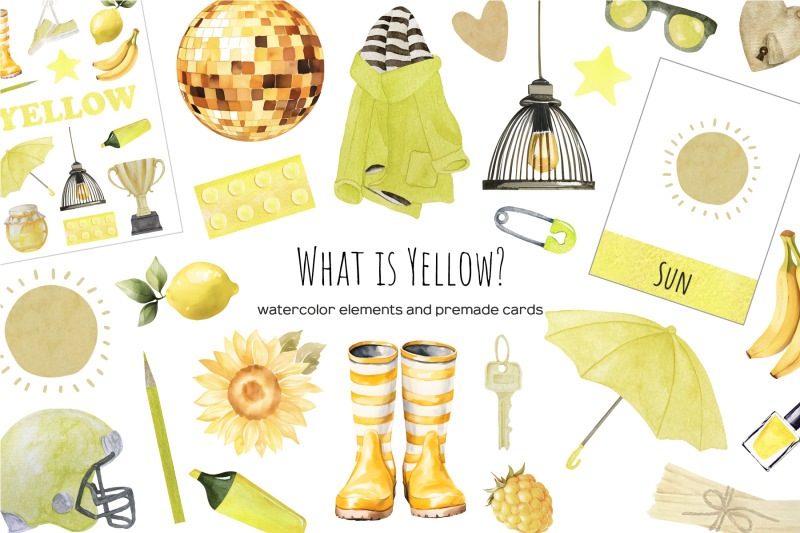 watercolor-yellow-things-clipart-learning-yellow-color-clipart