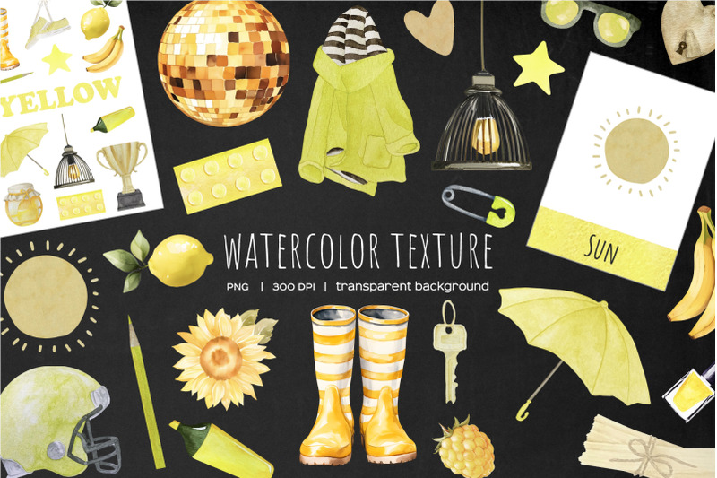 watercolor-yellow-things-clipart-learning-yellow-color-clipart