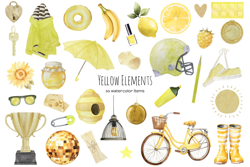 watercolor-yellow-things-clipart-learning-yellow-color-clipart