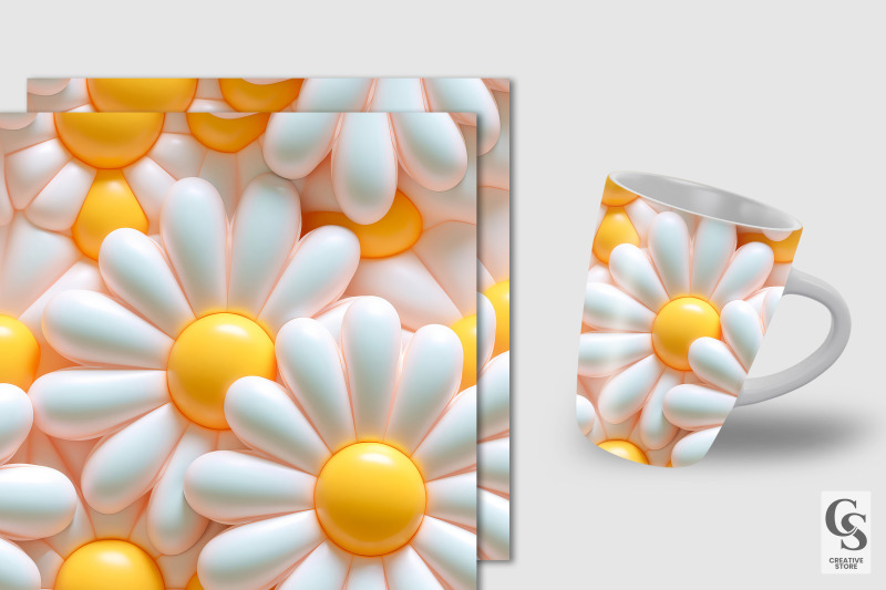 inflated-3d-daisy-flowers-seamless-patterns